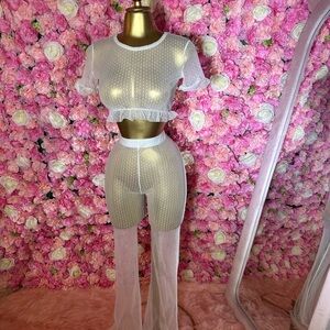 Sheer White Two-Piece Swimsuit Cover Up